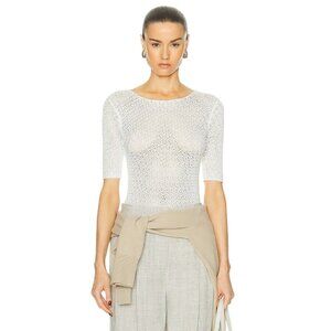 Toteme Crochet Knit Tee in Off White Large New Womens Tshirt Short Sleeve Knit